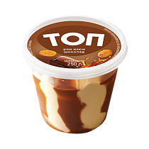 ''BIG TOP ROM RAISINS CHOCOLATE'' Cream ice cream with rum flavor and raisins, decorated with milk cocoa-containing topping 250 g
